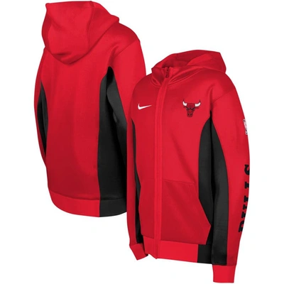 Nike Kids' Youth  Red Chicago Bulls Showtime Performance Full-zip Hoodie