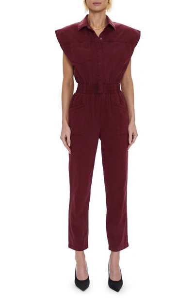 Pistola Rosie Sleeveless Cotton Utility Jumpsuit In Bordeaux