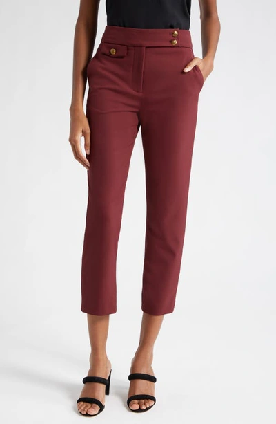 Veronica Beard Renzo Straight Crop Pants In Dark Oxblood