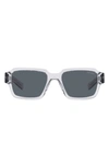 Prada Men's Clear Rectangle Sunglasses In Silver/gray Solid