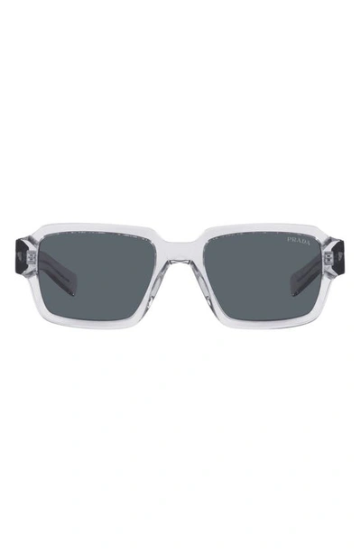 Prada Men's Clear Rectangle Sunglasses In Silver/gray Solid