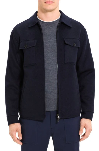 Theory Vena Shirt Jacket In Double-face Wool-cashmere In Baltic