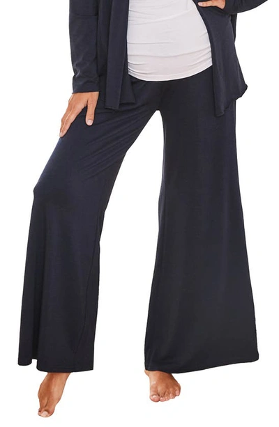 Angel Maternity Debra Wide Leg Maternity Pants In Navy