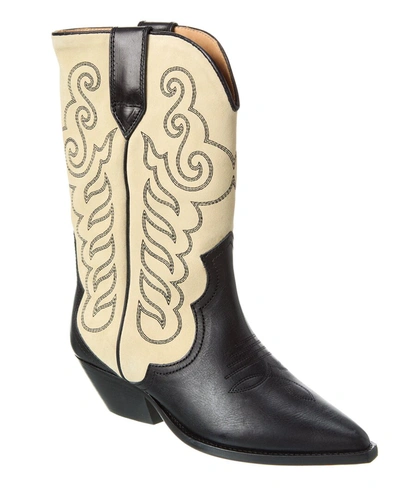 Isabel Marant Black And Beige Suede Western Boots In Mixed Colours