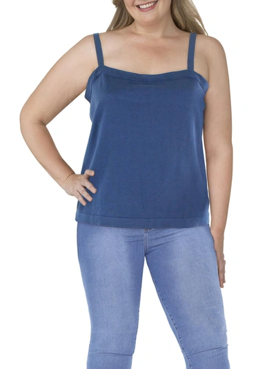 Anne Klein Womens Square Neck Knit Tank Top Sweater In Blue