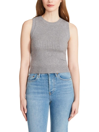 Steve Madden Womens Ribbed Crewneck Crop Sweater In Grey