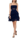 BETSY & ADAM WOMENS TIERED MINI COCKTAIL AND PARTY DRESS