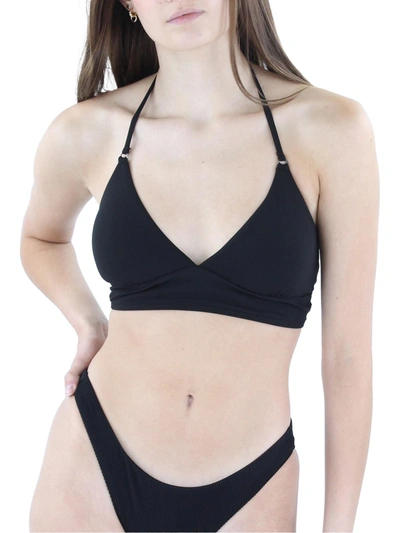 Robin Piccone Gigi Womens Halter V Neck Bikini Swim Top In Black