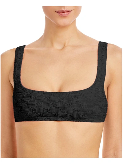 Alexander Wang T Womens Textured Square Neck Bikini Swim Top In Black