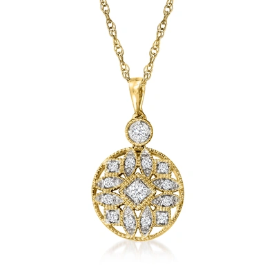 Ross-simons Diamond Openwork Circle Pendant Necklace In 18kt Gold Over Sterling In Multi