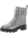 Karl Lagerfeld Pippa Womens Lugged Sole Zipper Ankle Boots In Grey