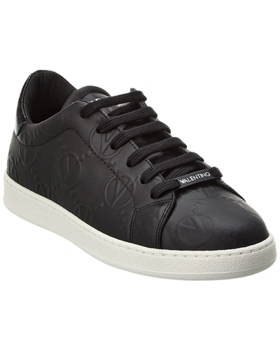 Valentino By Mario Valentino Fresia Sparkling Leather Sneaker In Black