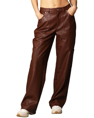 Avec Les Filles Faux Leather Cargo Pants In Brown