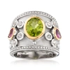 Ross-simons Multi-gemstone Ring In Sterling Silver And 14kt Yellow Gold In Green