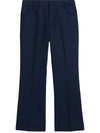 Ami Alexandre Mattiussi Flared Mid-rise Wool Blend Trousers In Nautic Blue