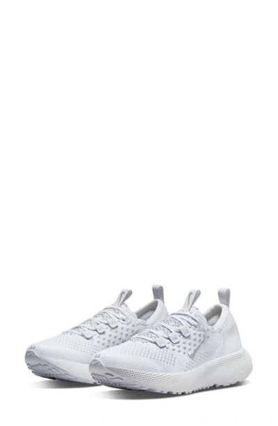 Nike Escape Run Flyknit Running Shoe In White/ Metallic Silver