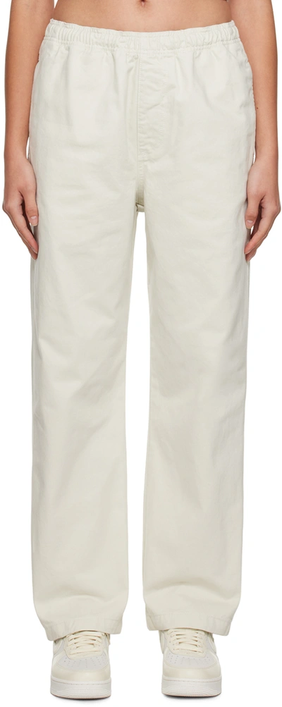 Stussy White Beach Trousers In Bone