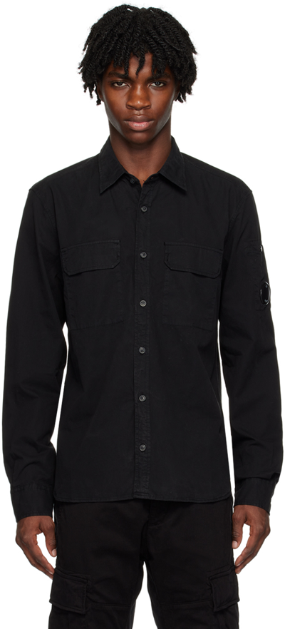 C.p. Company Black Garment-dyed Shirt In 999 Black