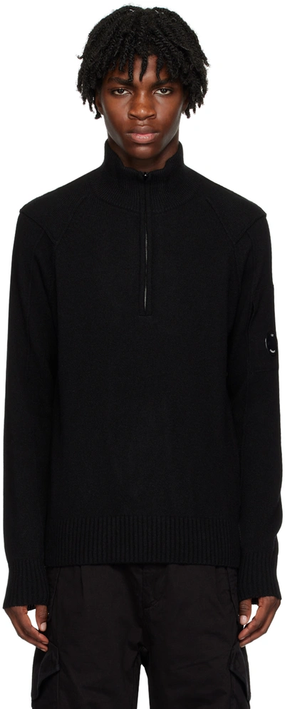 C.p. Company Black Zip Sweater In 999 Black