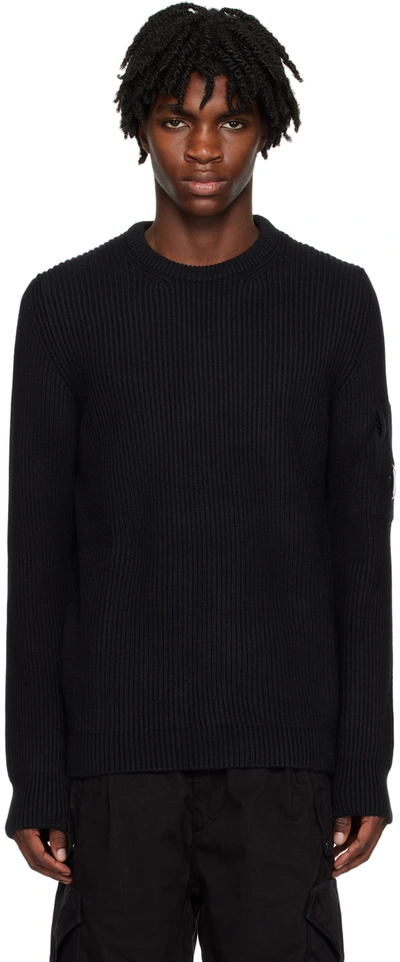 C.p. Company Black Crewneck Sweater In 999 Black