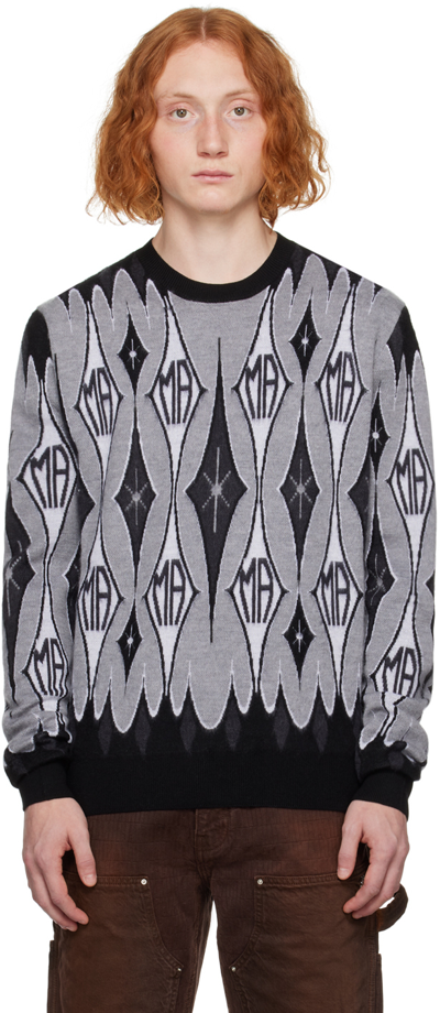 AMIRI BLACK & GRAY JACQUARD SWEATER