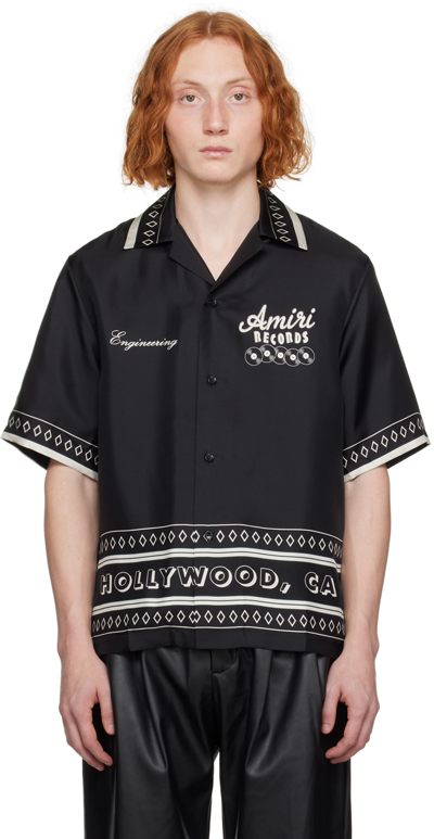 Amiri Records Short Sleeve Shirt In Black