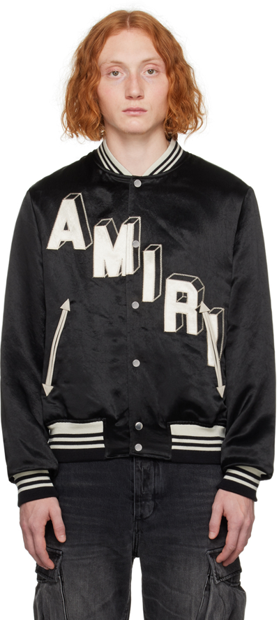 Amiri Logo-embroidered Varsity Jacket In Black