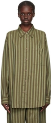LEMAIRE GREEN & WHITE RELAXED SHIRT