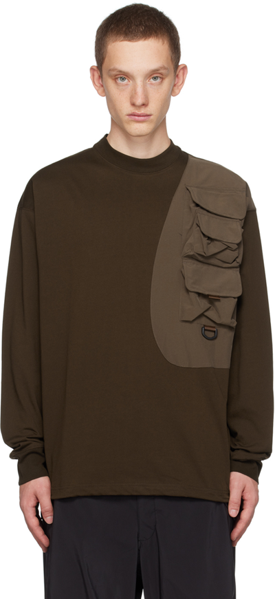 Meanswhile Brown Luggage Long Sleeve T-shirt In D.brown