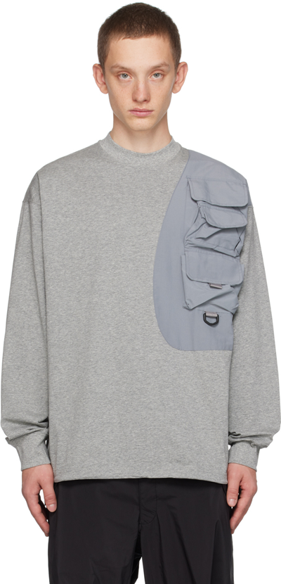 Meanswhile Gray Luggage Long Sleeve T-shirt In Moku