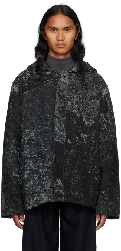 Serapis Gray & Blue Hooded Jacket In Grey Rust