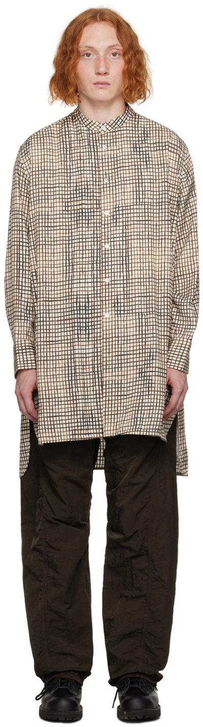 Omar Afridi Beige Omar Shirt In Printed Check