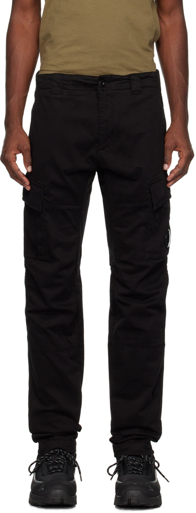 C.p. Company Ergonomic Fit Cargo Pants In Stretch Sateen In Black