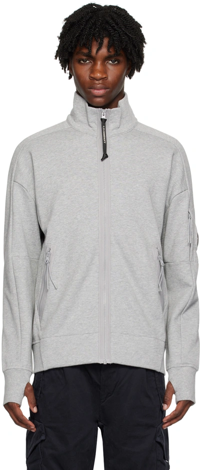 C.p. Company Gray Zip Sweater In M93 Grey Melange