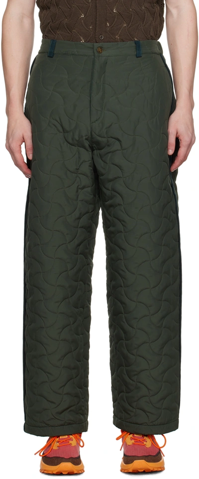 Robyn Lynch Khaki Quilted Trousers In Green