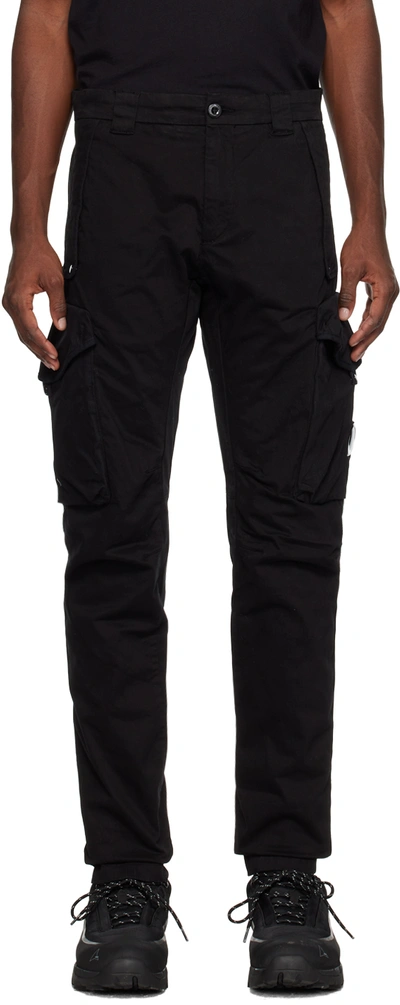 C.p. Company Stretch Sateen Ergonomic Lens Double Cargo Pants In Black
