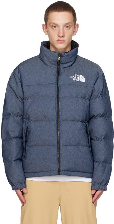 The North Face 92 Reversible Nuptse Jacket In Denim Blue & Tnf Black