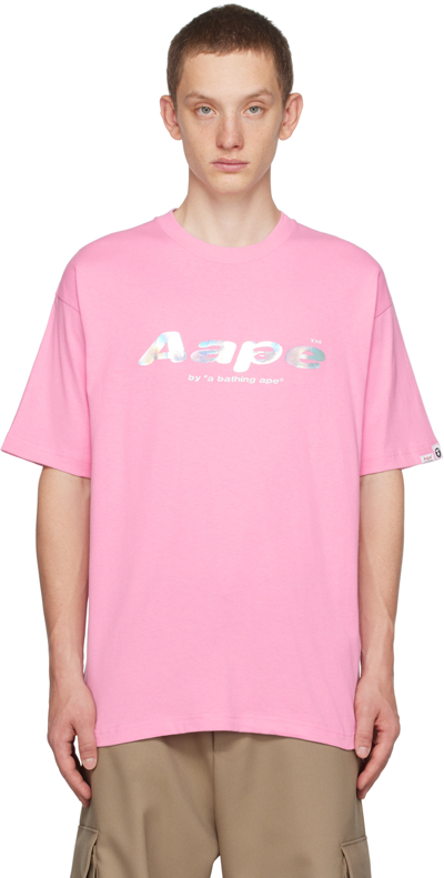 Aape By A Bathing Ape Logo-print Cotton T-shirt In Rosa
