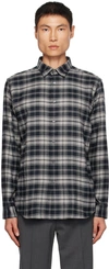 Theory Irving Long Sleeve Button Front Shirt In Patterned Grey