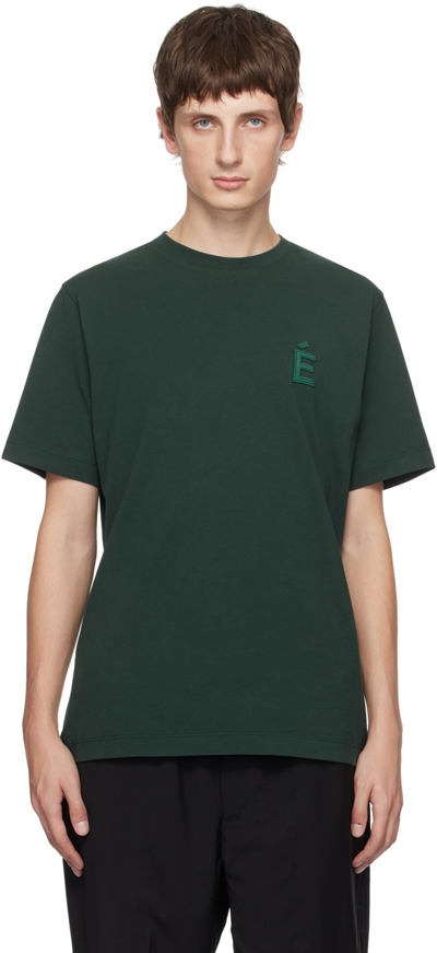 Etudes Studio Green Wonder Patch T-shirt In Dk Green Washed