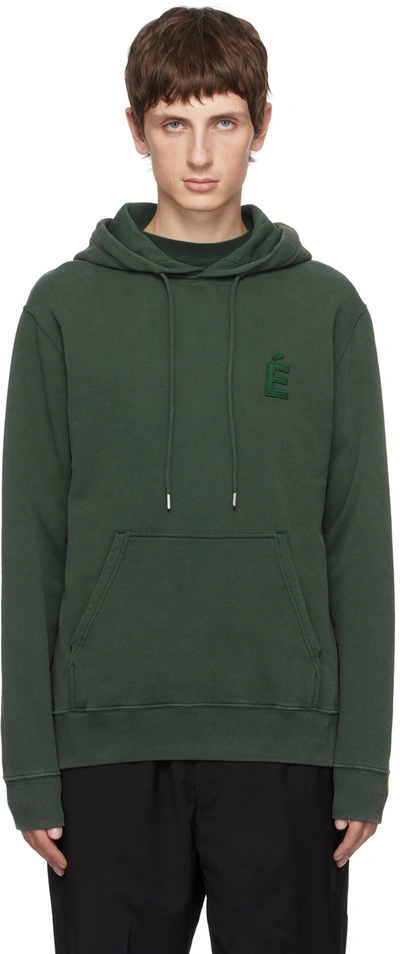 Etudes Studio Green Klein Patch Hoodie In Dk Green Washed