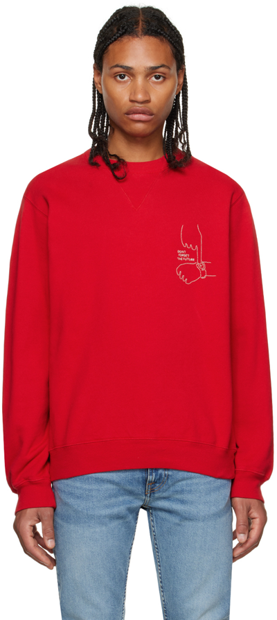 Nudie Jeans Red Lasse Sweatshirt In Red Alert