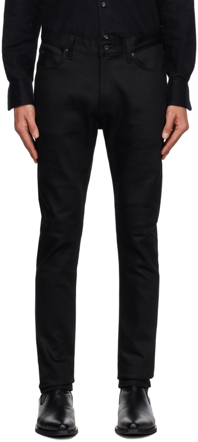 Naked And Famous Black Stacked Guy Jeans In Black Cobra
