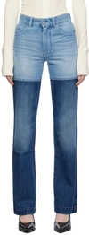 Peter Do Patchwork High-rise Straight Jeans In Light Blue/dark Blue
