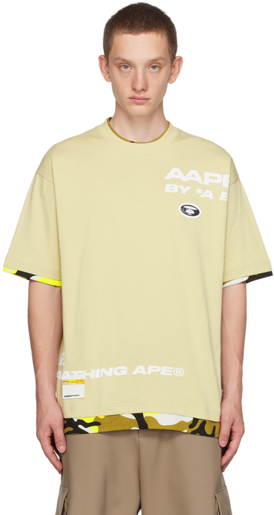 Aape By A Bathing Ape Khaki Appliqué T-shirt In Ive