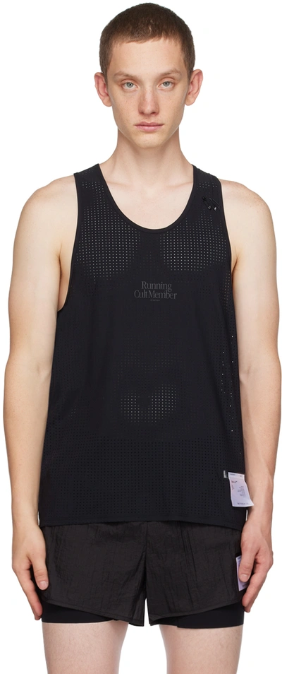 Satisfy Perforated Space-o™ Stretch-jersey Tank Top In Black