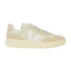 Veja V-90 Low-top Leather Sneakers In Pierre_white
