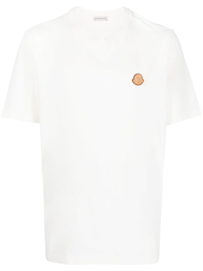 Moncler White Logo Patch Cotton T-shirt