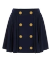 Balmain Button-detail Pleated Miniskirt In Blue