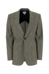 Bottega Veneta Knotted Melange Viscose Blazer Jacket In Brownwhiteblue